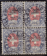 Heimat VD VILLARS S/ OLLON 1885-07-03 Auf 4-er-Block Zu#16 Telegrapfen-Marke 50Rp. - Telegraafzegels