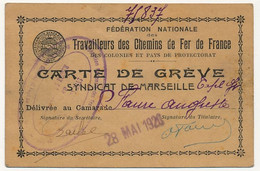 FRANCE - Carte De Grève, Syndicat De Marseille - Fédération Travailleurs Des Chemins De Fer De France... 1920 - Historical Documents