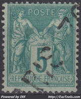 FRANCE CLASSIQUE : SAGE N° 75 RARE OBLITERATION JOUR DE L'AN PARIS LINEAIRE - 1876-1898 Sage (Type II)