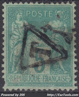 FRANCE CLASSIQUE : SAGE N° 75 RARE OBLITERATION JOUR DE L'AN T EN TRIANGLE - A VOIR - 1876-1898 Sage (Tipo II)