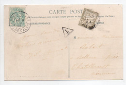 - Carte Postale BERCK-PLAGE Pour CHATELLERAULT 9.5.1905 - TAXÉE 10 C. VARIÉTÉ Vert-olive (au Lieu De Brun) Type Duval - - 1859-1959 Brieven & Documenten