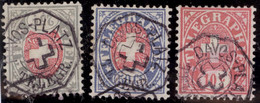 Heimat GR Davos-Platz ~1885 Telegraphen-Marken Lot 3 Marken 25, 50, 10Rp. - Telegraafzegels