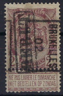 RIJKSWAPEN Nr. 55 Voorafgestempeld Nr. 449 B  BRUXELLES 02 DUBBELDRUK + REBUT ; Staat Zie Scan ! LOT 247 - Rollo De Sellos 1894-99