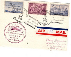 USA Air Mail  Karte FORT YUKON, ALASKA - ZWICKAU-AUERBACH Mit 533 + 619 + 402; DEC 19 1959 - Briefe U. Dokumente