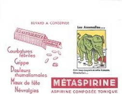 Buvard  Médical  METASPIRINE  Aspirine Composée Tonique  Avec  Animal  ELEPHANT - Verzamelingen & Reeksen