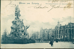 AK Leipzig Bismarck-Denkmal Und Tauchnitzstrasse (8-769) - Leipzig