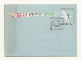 SUEDE AEROGRAMME NILS HOLGERSSON 07/10/1972. - Storia Postale