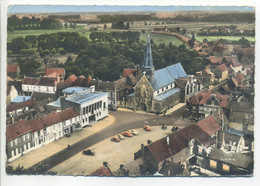 CPSM 59 Nord PECQUENCOURT - En Avion Au-dessus De...  Vue Générale Aérienne Du Bourg, Mairie, Eglise - Editeur Lapie - Other & Unclassified