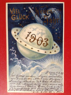 AK Viel Glück Im Neuen Jahr 1903 Planetenkarte Poststempel Ziesar - Año Nuevo