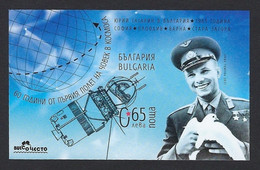 2021 BULGARIA "60 ANNI PRIMO VOLO NELLO SPAZIO / YURI GAGARIN" FOGLIETTO NON PERFORATO MNH - Nuevos