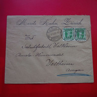 LETTRE SUISSE ZURICH MORITS KAHN POUR VELTHEIM 1909 - Briefe U. Dokumente