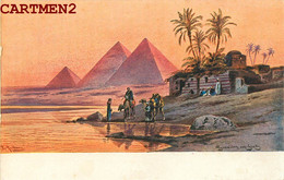 BELLE CPA : EGYPTE PYRAMIDES DE GIZEH  ILLUSTRATEUR LITHOGRAPHIE 1900 LITHO EGYPT AEGYPTEN - Gizeh