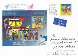 Laos 2015 Vientiane ASEAN Joint Issue Flag Unperforated Michel Block 252B FDC Cover - Emissions Communes