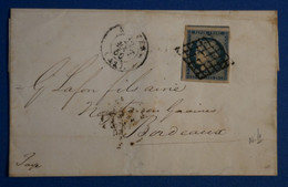 R4 FRANCE BELLE LETTRE 22 AOUT 1854 NANTES POUR BORDEAUX + N4 + AFFRANCHISSEMENT INTERESSANT - 1849-1850 Ceres