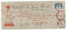 AUSTRALIA 1 POUND +2/X2 LARGE COVER RED CROSS AIR MAIL BRISBANE 1941 TO RED CROSS GENEVA CENSOR - Briefe U. Dokumente