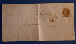 R1 FRANCE BELLE LETTRE RARE 1851 POUR CASTELNAU + N°1 + AFFRANCHISSEMENT INTERESSANT - 1849-1850 Cérès