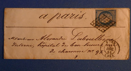 R1 FRANCE BELLE LETTRE 1851 AGEN POUR PARIS + N 4 + AFFRANCHISSEMENT INTERESSANT - 1849-1850 Ceres