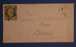 K29 FRANCE BELLE LETTRE RARE 1853 ETOILE DE PARIS POUR ARRAS + AFFRANCHISSEMENT PLAISANT - 1852 Luis-Napoléon