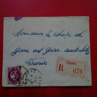 LETTRE RECOMMANDE VIERZON POUR PARIS - Cartas & Documentos