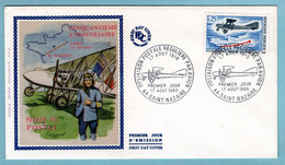 FDC France 1968 - 1ère Liaison Postale Régulière Par Avion - YT 1565 - 44 Saint Nazaire - 1960-1969