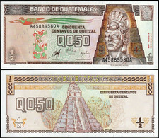 (!) Guatemala 0,50 - 1/2 Quetzal 1998, UNC, P-98  Pyramid - Guatemala