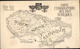 Landkarten CPA Tschechien, Carte Ethnographique Des Pays Tcheques, Boheme, Moravie, Slovaquie - Autres