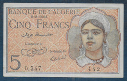 ALGERIE - 5  Francs  Du  8 - 2 - 1944 - Algeria
