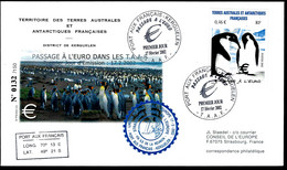 PASSAGE À L'EURO DANS LES T.A.A.F - TIRAGE: 132/150 - Covers & Documents
