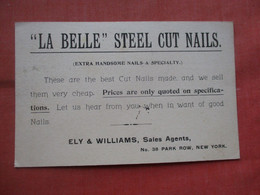 "La Belle". Steel Cut Nails.     1894 Cancel.   New York         Ref  5350 - Publicité