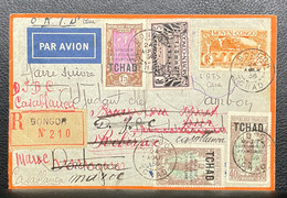 LETTRE RECOMMANDEE DE BONGOR TCHAD 1936 PAR AVION => FRANCE =>MAROC  COVER - Storia Postale