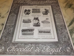 ANCIENNE PUBLICITE ETRENNES CHOCOLAT DE ROYAT A LA MARQUISE DE SEVIGNE 1912 - Chocolat