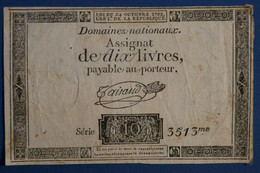 AJ15 ASSIGNAT   1792  10 LIVRES - Autres & Non Classés