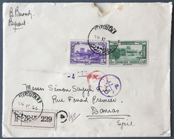 Grand Liban PA N°69 Et 72 Sur Enveloppe De Beyrouth 29.11.1944 Pour DAMAS + CENSURE - (C1694) - Storia Postale