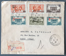 Martinique N°220 à 225 (dont 221a) Sur Enveloppe Recommandée TAD FORT DE FRANCE 6.2.1946 Pour Paris - (C1703) - Cartas & Documentos