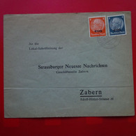 LETTRE SAVERNE ZABERN TIMBRE SURCHARGE ELSASS - Other & Unclassified
