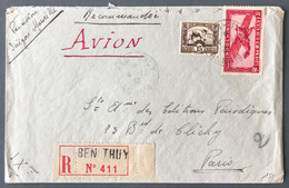 Indochine, Divers Sur Enveloppe Recommandée TAD BEN-THUY, Annam 4.12.1933 Pour Paris - (C1743) - Storia Postale