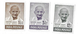 INDIA 1948 Mahatma GANDHI 3 Values ONE & HALF , THREE & HALF, & TWELVE ANNA Unused Without GUM Rare MNH (**) Inde Indien - Ungebraucht