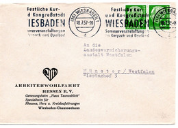 55846 - Bund - 1957 - 10Pfg. Heuss I Waag. Paar A. Bf. WIESBADEN - ... KONGRESSSTADT ... -> Muenster - Briefe U. Dokumente