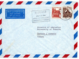 55855 - Bund - 1966 - 50Pfg. Kl.Bauten MiF A. LpBf. ISERLOHN -> Canada - Briefe U. Dokumente