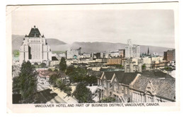 VANCOUVER Hotel And Part Of BUSINESS DISTRICT Real Color Photo Sent 1951 Bent Corner - Vancouver