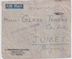 1935 - COURRIER ACCIDENTE AVION FRANCAIS ! - ENVELOPPE De MADRAS (INDE) => JUMET (BELGIQUE) ! VOIR AU DOS - Crash Post