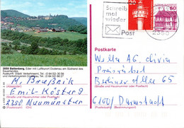(BP6) BRD Bildpostk.WSt 60 (Pf) D'rosakarmin "Schloß Rheyd" P138 S4/63 ZF "3559 Battenberg" MWST. 13.4.89 NEUMÜNSTER - Cartoline Illustrate - Usati