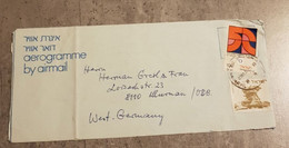 ISRAEL AIR MAIL AEROGRAMME  SEND TO GERMANY - Poste Aérienne