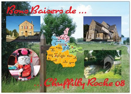 08 - CHUFFILLY ROCHE - Bons Baisers - 4 Vues + Carte Géographique Des Ardennes + 1 Petit Chaton - Cpm - Vierge - - Otros Municipios