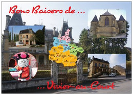 08 - VIVIER AU COURT - Bons Baisers - 3 Vues + Carte Géographique Des Ardennes + 1 Petit Chaton - Cpm - Vierge - - Autres Communes