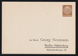 Privatpostkarte MiNr. PP 122 B 1 06, Berlin-Schöneberg, Neumann, Dreizeilig, Ungebraucht, - Stamped Stationery