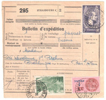 STRASBOURG Bas Rhin Bulletin D'expédition Alsace Lorraine 17 5 1938 3 F Mermoz 90c Col De L'Iseran Yv 338 358 - Lettres & Documents