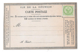 REUNION Carte Postale Précurseur Neuve (trèfle Aux Angles) Préaffranchie Du Timbre-poste N°2 Des Colonies Générales. - Covers & Documents