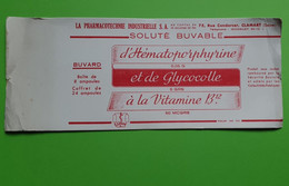 Buvard 436 - Laboratoire - HEMATOPORPHYRINE GLYCOCOLLE - Etat D'usage:voir Photos - 27x11 Cm Environ - Vers 1950 - Produits Pharmaceutiques