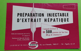 Buvard 500 - Laboratoire Sobio - Extrait HEPATIQUE - Etat D'usage : Voir Photos - 21x13.5 Cm Environ - Vers 1960 - Produits Pharmaceutiques